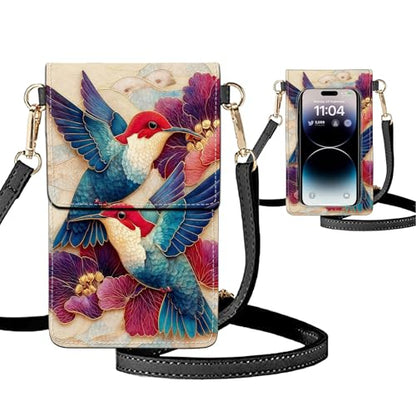 Small Crossbody Bags for Women Touchscreen Cell Phone Bag Cross Body Purses with adjustable Strap,Gifts For Teenage Girls - color: Hummingbirds