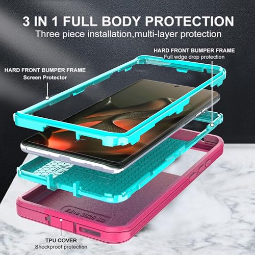 for Moto Edge 2025 Phone Case 3 in 1 Shockproof Hard PC Soft TPU Bumper Drop-Proof Shell with Screen and Camera Protection Blue/Sky Pink - color: Blue with Pink