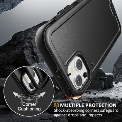 Follaroma for iPhone 13 Case, Heavy Duty Magnetic Cases, Black, 6.1" | Compatible with MagSafe, Heavy Duty Shock proof,Military-Grade Anti-Drop Protective,Dual Layer Magnetic Protection Phone Case - color: Black