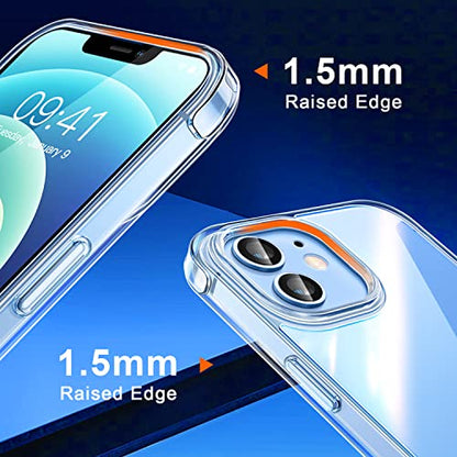 CANSHN Clear Shockproof for iPhone 12 Case/iPhone 12 Pro Case | Crystal Clear, Military-Grade Protection, Scratch Resistant, Anti-Slip, Slim Fit, Wireless Charging Compatible - color: Clear