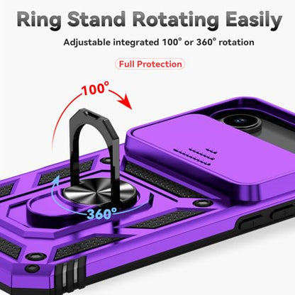for iPhone Air Case, with Slide Camera Cover HD Screen Protector [Military Grade 16ft. Drop Tested] Ring Holder Kickstand Protective Phone Case for Apple iPhone Air 2025, Purple - color: Purple w/ Slide Camera 2nd gen. Military Grade