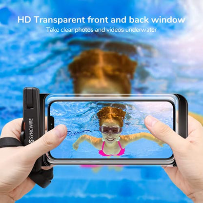 SYNCWIRE [2-Pack Waterproof Case IPX8 Universal Waterproof Phone Pouch Dry Bag Waterproof Phone Case for iPhone 15/14/13/12/11 Pro XS MAX XR X 8 7 6 Samsung S23 S22 S20 and More Up to 7 Inches - color: Transparent