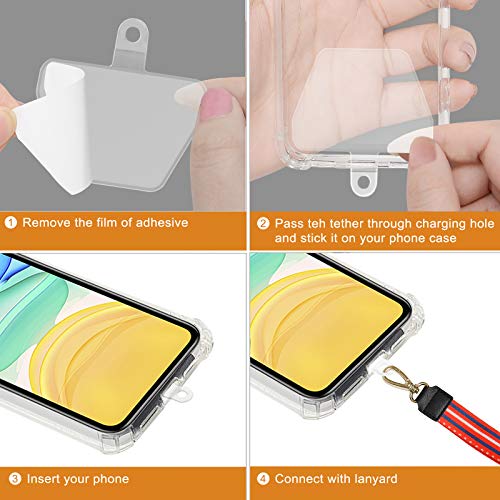 COCASES Phone Tether Tab, Phone Lanyard Strap Tab, 2 Pack Transparency - color: White