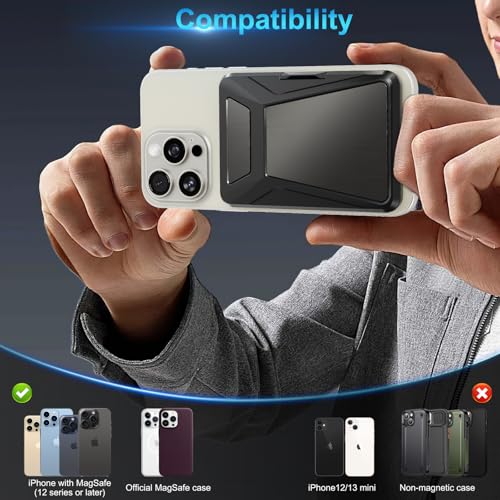 Magnetic Wallet with RFID Blocking - for MagSafe Phone Wallet for Mens Women, Heavy Duty | Scratch-Resistant | Hold 7 Cards, Stronger Magnetic Card Holder for iPhone 17/16/15/14/13/12 Black
