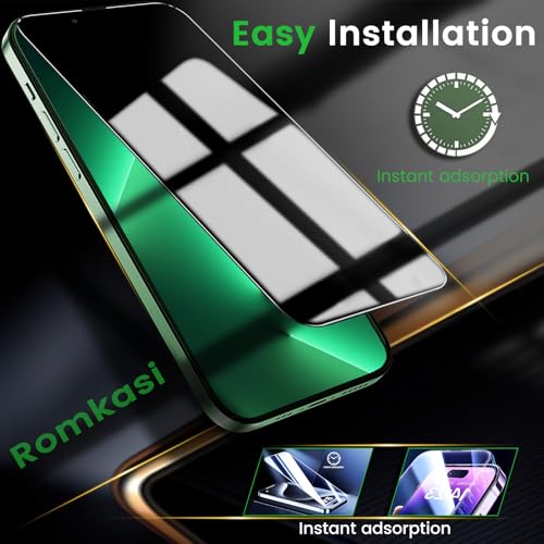 Romkasi 3 Pack Privacy Screen Protector for iPhone 13 Pro Max 6.7 Inch with 3 Pack Camera Lens Protector, Anti Spy Tempered Glass Film, Anti-Scratch, Touch Sensitive, Case Friendly - color: iPhone 13 Pro Max