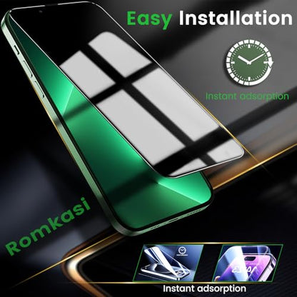 Romkasi 3 Pack Privacy Screen Protector for iPhone 13 Pro Max 6.7 Inch with 3 Pack Camera Lens Protector, Anti Spy Tempered Glass Film, Anti-Scratch, Touch Sensitive, Case Friendly - color: iPhone 13 Pro Max