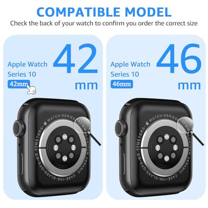 Compatible for Apple Watch Series11/Series 10 Screen Protector 42mm, Tempered Glass 𝐇𝐢𝐝𝐞 𝐒𝐜𝐫𝐚𝐭𝐜𝐡𝐞𝐬 Full Coverage Bubble Free HD Film for iWatch Seires 10 42mm - 2 Pack - size: 42mm
