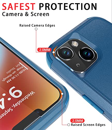 Diverbox for iPhone 14 Case [Shockproof] [Dropproof] [Tempered Glass Screen + Camera Lens Protector],Heavy Duty Protection Phone Case Cover for Apple iPhone 14 (Blue-3in1) - color: BLUE-3in1