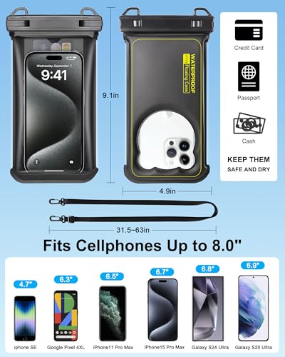 Waterproof Phone Pouch Floating, Up to 7.5",Front Clear + Back Bear - color: Black, size: Up to 7.5"