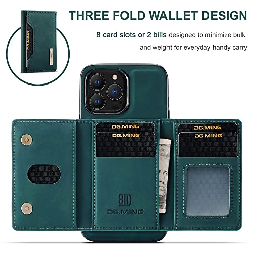 Leather Wallet Phone Cases Compatible with iPhone 14 Pro Max Case with Card Holder Men 6.7'' 2 in 1 Detachable Back Cover (Green, IP 14 Pro Max) - color: Green, size: IP 14 Pro Max