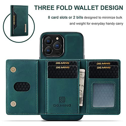 Leather Wallet Phone Cases Compatible with iPhone 14 Pro Max Case with Card Holder Men 6.7'' 2 in 1 Detachable Back Cover (Green, IP 14 Pro Max) - color: Green, size: IP 14 Pro Max