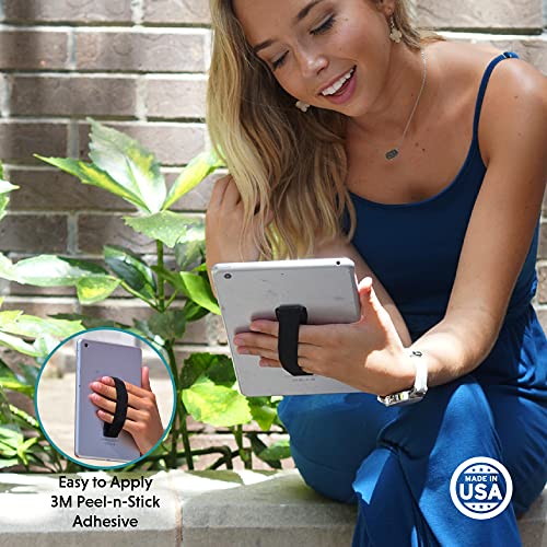LOVEHANDLE XL Phone + Tablet Grip - Black Strap, White Base