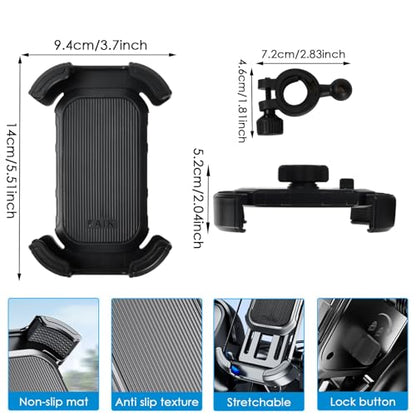 Universal Bike Cell Phone Holder, 360 Rotation Silicone Holders for iPhone丨Samsung丨Huawei, Compatible with 4.7-6.8 Inches Phones, Easy Installation