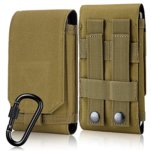 Tactical Molle Phone Cover Case, Heavy Duty Loop Belt Holster Pouch for iPhone 17 Pro Max/16 Pro Max/16 Plus/16 Pro/16/15 Pro Max/14 Pro Max/13 Pro Max, for Galaxy S24 Ultra - color: Khaki