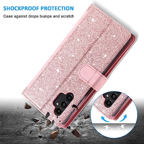 EYZUTAK Wallet Phone Case for Samsung Galaxy A13 5G/4G/A04S, Retro Matte 9 Card Holder Slots Zipper Pocket Case PU Leather Magnetic Closure Kickstand Wrist Strap Shockproof Folio Flip - Rose Gold - color: Rose Gold, size: Samsung Galaxy A13/A04S