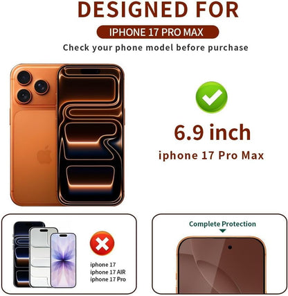 2 Pack Privacy Screen Protector for iPhone 17 Pro Max - color: for black iPhone 17 Pro max 6.9in