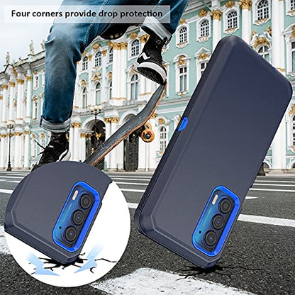 Compatible with Motorola Edge 2021/Edge 5G UW 2021 Case, Heavy Duty Rugged Shockproof Full Body Protection Kickstand Case with Belt Clip Holster for Motorola Edge 2021 Phone (Blue) - color: Blue