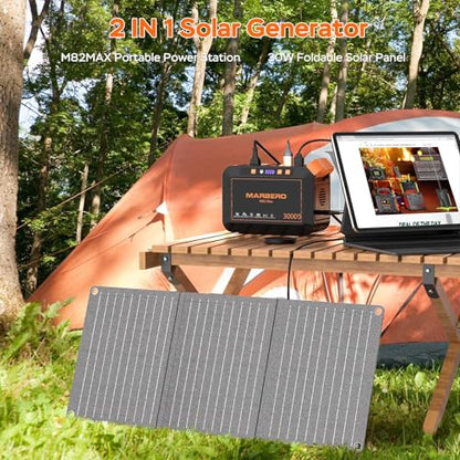 MARBERO 111Wh Solar Generator with Panels Included Solar Panel Kit 30W - color: Red Black