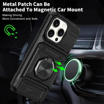 Military Grade Phone Case with Wallet & Magnetic Ring Kickstand, 2-Card Holder, Heavy Duty Drop Protection, Dual Layer TPU+PC Cover for iPhone 11/13/14/15/16/17 Pro Max (Black, iPhone 15 Plus) - color: Black