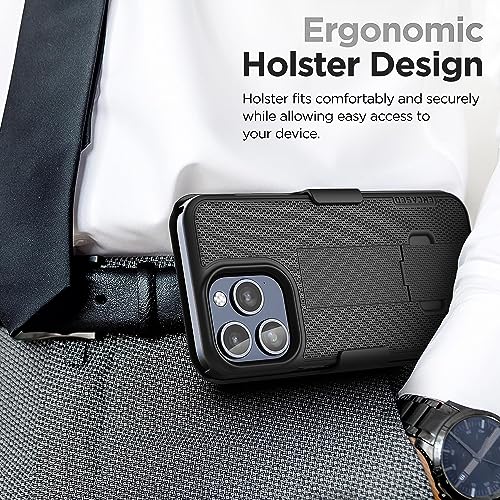 Encased for iPhone 15 Pro Case with Belt Clip Phone Holster and Kickstand Duraclip Series (Matte Black) - size: iPhone 15 Pro