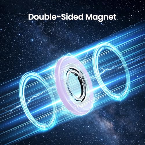 Magnetic Phone Ring Holder Grip Stand Dual Magnet Strong Magnetic Force - color: Purple