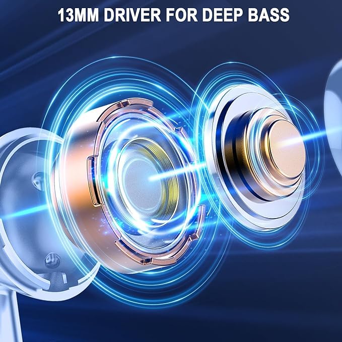 Wireless Earbuds Bluetooth 5.4, LED Power Display Headphones, 6D Stereo - color: Mauve