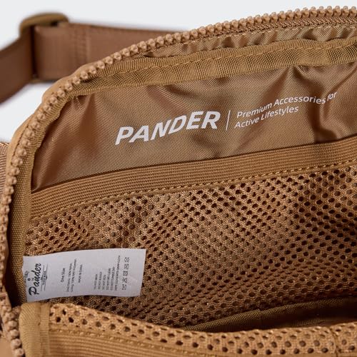 Pander Nylon Fanny Pack for Women, Two-Way Zipper Crossbody Bag - color: Caramel Brown