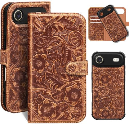 Leather Case Compatible with iPhone 17 Air Wallet 6.5" Dark Brown | Genuine Leather 2-in-1 Magnetic Detachable Shockproof,Flip Folio Cover with Card Slot,Wireless Charging RFID Blocking brown - color: Dark brown, size: 17 Air