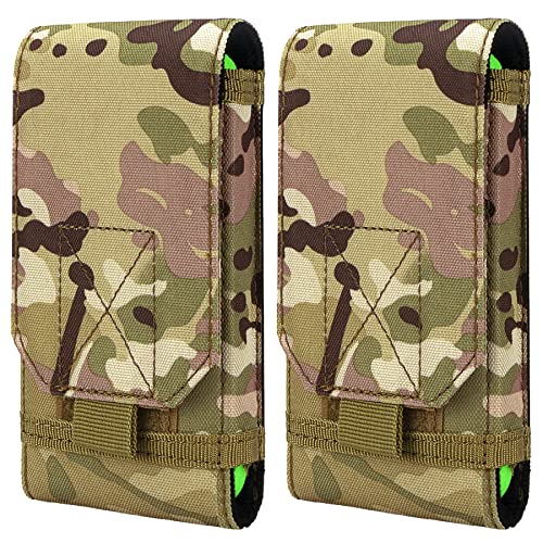 Tactical Molle Phone Holster Pouch, Universal Belt Waist Bag for iPhone 17 Pro Max/17 Pro/17/16 Pro Max/15 Pro Max/14 Pro Max/13/12, Samsung S25 Ultra/S24/S23, Size L - color: Camo(2 Pack)