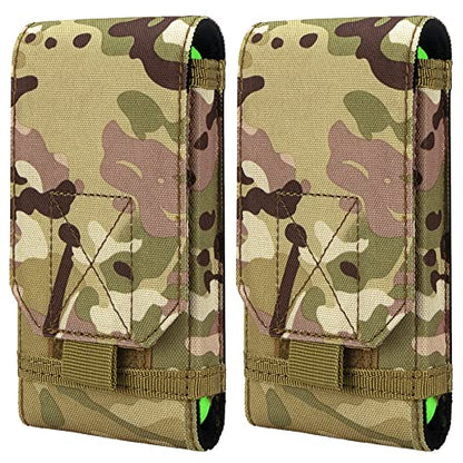 Tactical Molle Phone Holster Pouch, Universal Belt Waist Bag for iPhone 17 Pro Max/17 Pro/17/16 Pro Max/15 Pro Max/14 Pro Max/13/12, Samsung S25 Ultra/S24/S23, Size L - color: Camo(2 Pack)