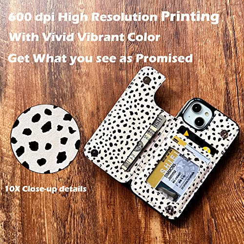 uCOLOR for iPhone 13/14 Wallet Case with Card Holder | PU Leather RFID Blocking for Women Men Magnetic Clasp Kickstand, Almond Latte Polka Dot - color: Almond Latte Polka Dot