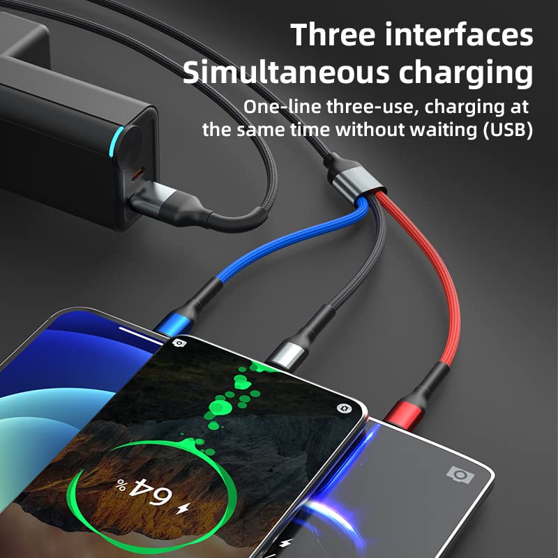 Reflex Power 6-in-1 Multi-Functional Charging Cable, 1.2m Nylon Braided, USB-C, Micro, IP Connectors, Fast Charge for Android & iOS Devices, Durable Aluminium Alloy, Perfect for Travel & Home