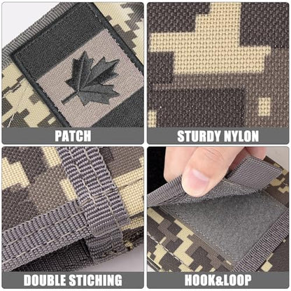 Double Capacity Phone Holster, Tactical Molle Belt Pouch with Flag Patch for iPhone 17 Pro Max/16 Pro Max/16Pro/15ProMax/14 Pro Max/13 Pro Max, Samsung S25, Size Large Extra Stiffness - color: Gray Camo