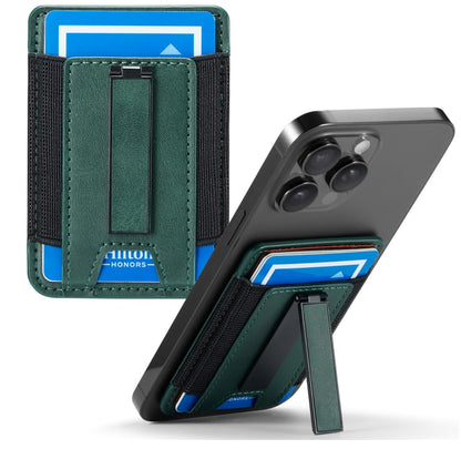 Phone Card Holder Wallet with Stand, Hold 6 Card for iPhone Andriod - color: Green