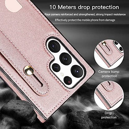 CCSmall Crossbody Case for Samsung Galaxy S23 Ultra w Card Holder KB Rose - color: Rose, size: Galaxy S23 Ultra