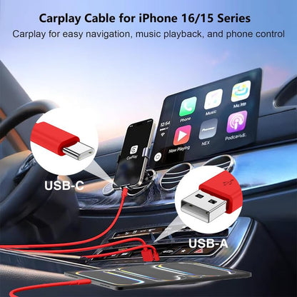 40W USB C Car Charger, Dual Port USB-C & USB-A Car Fast Charging Adapter - color: Red, size: 3ft