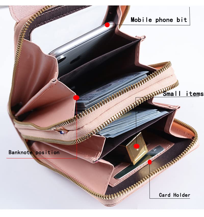 Anti-Theft Leather Bag,Small Crossbody Cell Phone Purse Wallet for Women,RFID Block Phone Purse Crossbody with Shoulder Strap - color: Brown