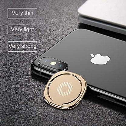 [2 Pack] Glossy Rounded Edges Cell Phone Ring Holder Stand,360 Degree Rotation and 180 Degree Adjustable Finger Ring Kickstand with Polished Metal Phone Grip (Gold)