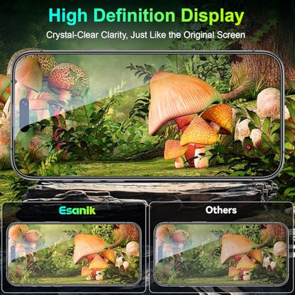 Esanik 2-Pack for iPhone 17/16Pro 360° Privacy Screen Protector - 4-Way Anti-Spy Tempered Glass, Shatterproof, Anti-Peep, Scratch Resistant, Easy Installation Frame Included