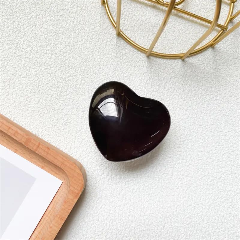 Heart Phone Holder Stand, Glass, Crystal, Cute, Pretty, Resin, ABS, Acrylic, epoxy (Black)