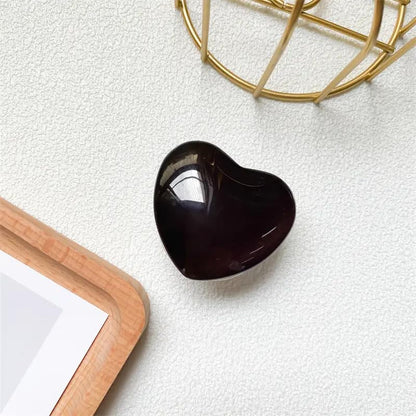 Heart Phone Holder Stand, Glass, Crystal, Cute, Pretty, Resin, ABS, Acrylic, epoxy (Black)