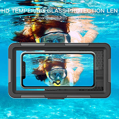 Waterproof Underwater Snorkeling Diving Phone Case for iPhone 16/15/14/13/12/11 Pro Max Mini and Galaxy S25/S24/S23/S22/S21 Ultra Plus Professional [15m/50ft] Photo Video Cover (SG Black)