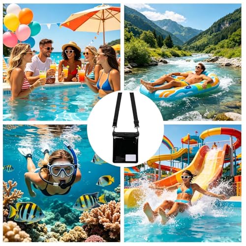 Phone Waterproof Pouch Touchscreen Large Shoulder Bag | Underwater Cell Phone Case for Cruise, Travel, Pool, Rafting, Diving, Snorkeling, Ship, Kayak - color: Black
