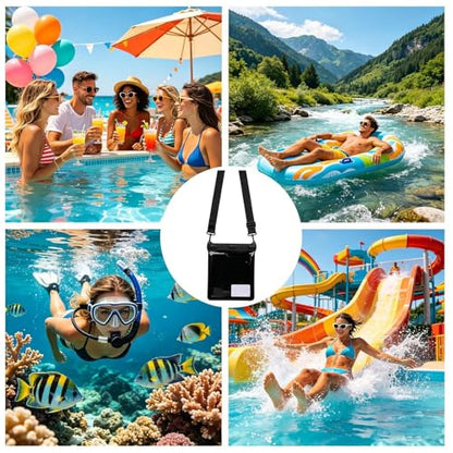 Phone Waterproof Pouch Touchscreen Large Shoulder Bag | Underwater Cell Phone Case for Cruise, Travel, Pool, Rafting, Diving, Snorkeling, Ship, Kayak - color: Black