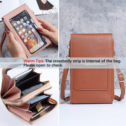 Anti-Theft Leather Bag,Small Crossbody Cell Phone Purse Wallet for Women,RFID Block Phone Purse Crossbody with Shoulder Strap - color: Brown