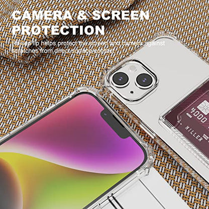 for iPhone 14, iPhone 13 Clear Card Case, Protective Shockproof TPU Slim Wallet Phone Case with Card Holder - size: iPhone 14 / 13