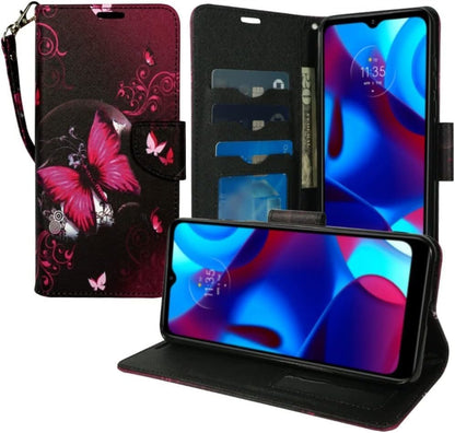 Zase Design for Nokia G310 5G (2023) Wallet Phone Case Protective Cover Cute Design Premium PU Leather Purse Flip Folio Magnetic Closure w/Kickstand ID Card Slot Wrist Strap (Hot Pink Butterfly) - color: Hot Pink Butterfly