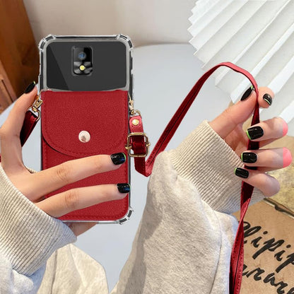 for HotPepper Tepin Case, Hot-Pepper Tepin Wallet Phone Case Back with Card Holder, Shockproof PU Leather Cover Crossbody Adjustable Lanyard Hands-Free | Stand with Magnetic Closure, Burgundy - color: Burgundy
