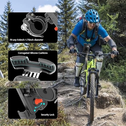 2 Packs Bike Motorcycle Phone Mount,[Ultra Metal] Bike Motorcycle Phone Holder with Security Lock, Bicycle Phone Mount with Soft Cushion & Adjustable Clip Compatible with 4.7''-6.8'' Phone - color: 2 pack