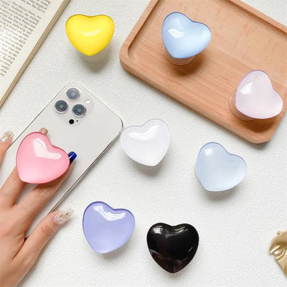 Heart Phone Holder Stand, Glass, Crystal, Cute, Pretty, Resin, ABS, Acrylic, epoxy (Black)